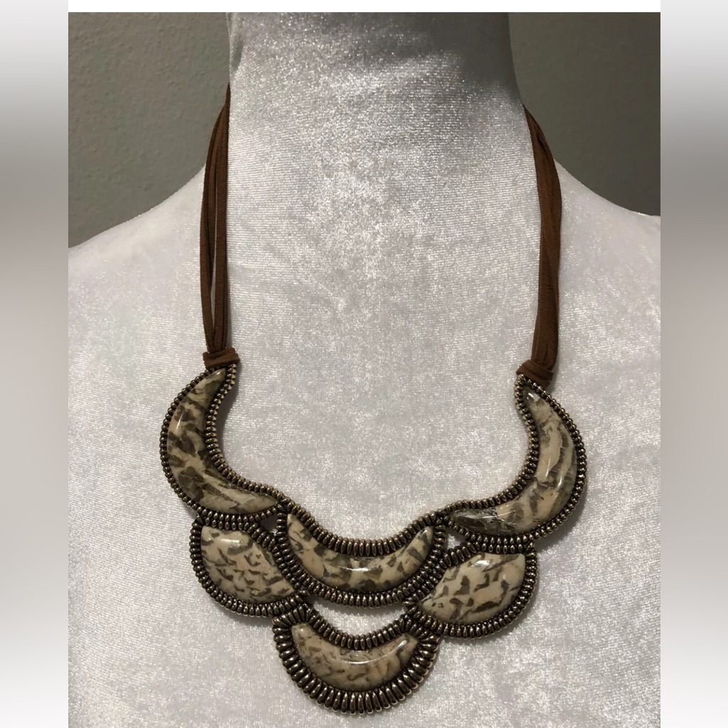 Studio Barse Copper Antiqued With Jasper Stones Bib Statement Necklace 45$